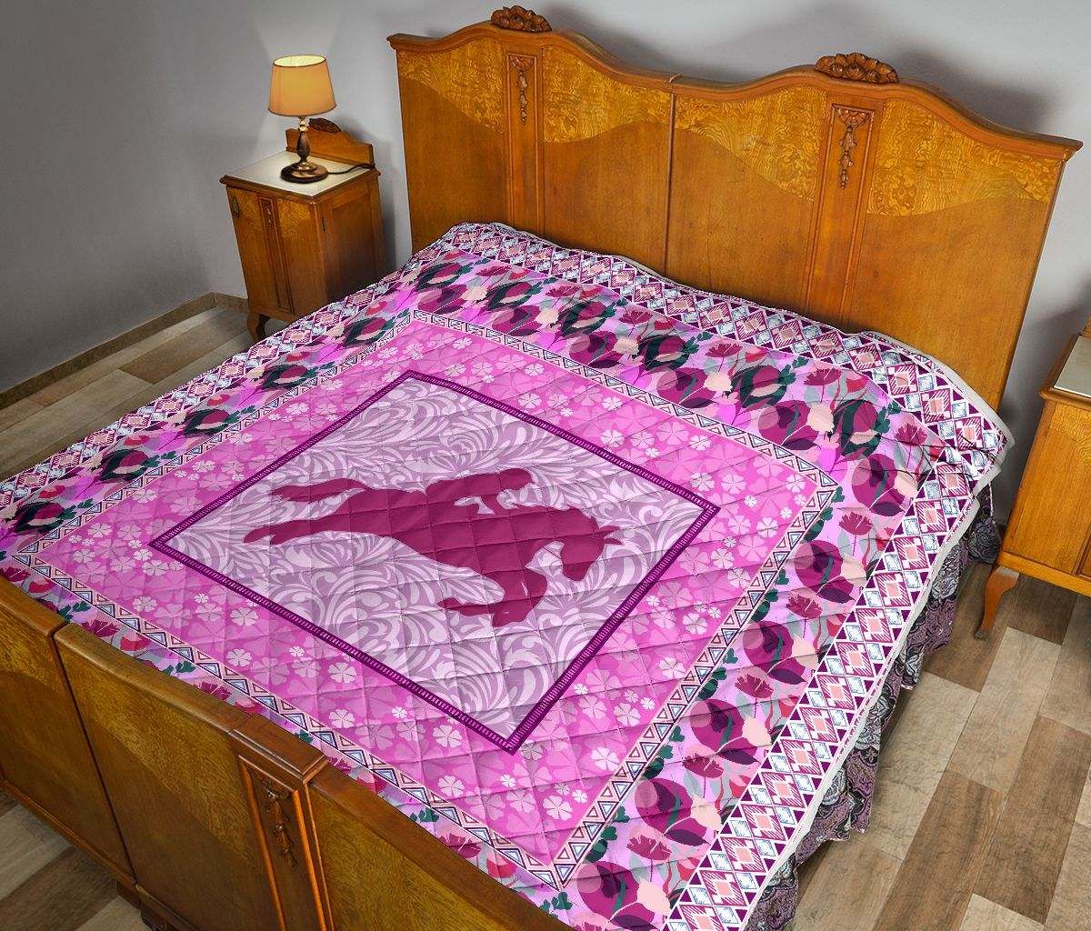 EQUESTRIAN FLOWER PINK QUILT DHC281110929DD
