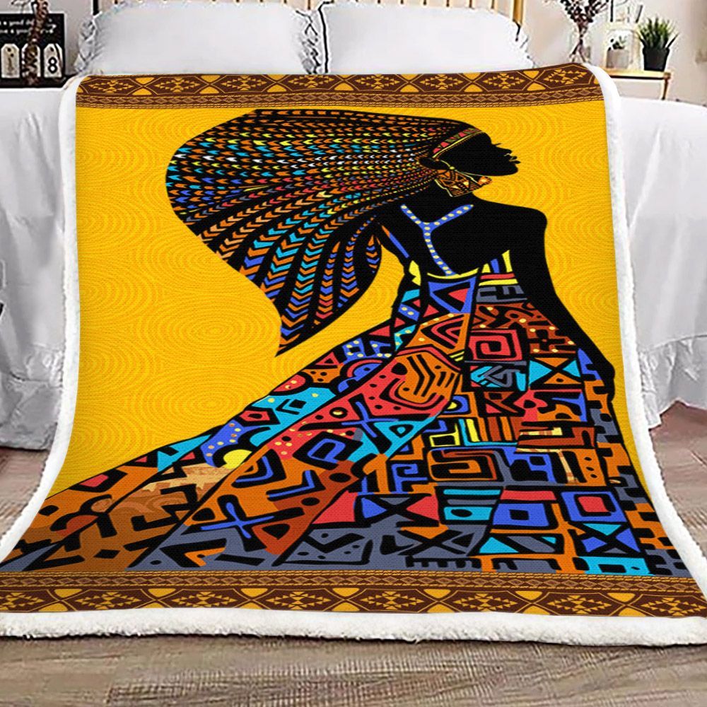 Ethnic African Woman Sherpa Fleece Blanket