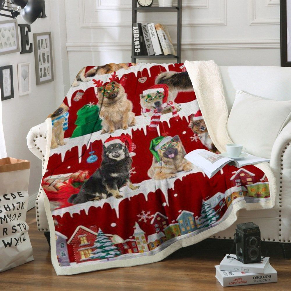 Eurasier Snow Christmas Sherpa Fleece Blanket
