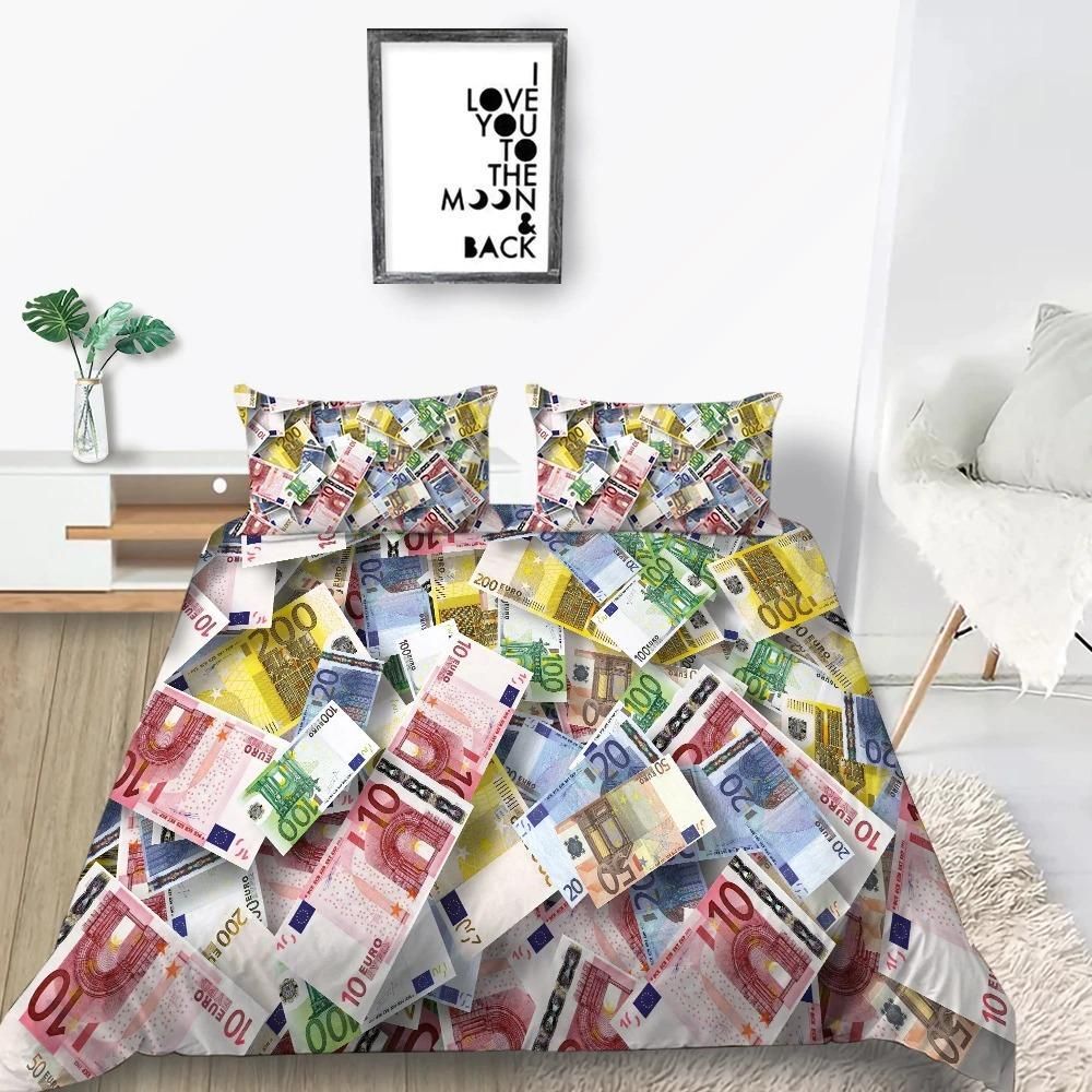 Euro Note Patterns Bedding Set