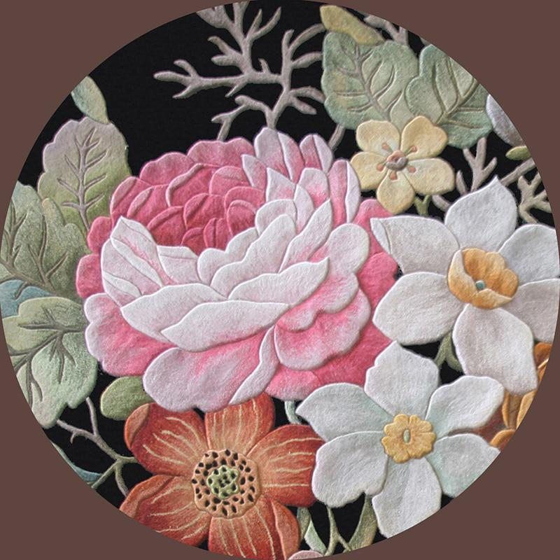 European And American Style Fashion Floral Pattern Round Carpet
