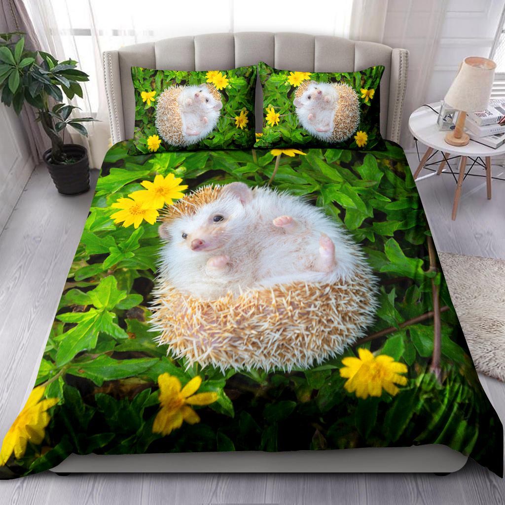 European Hedgehog Playing In The Flower Garden Bedding Set