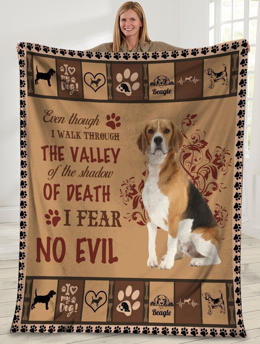 Even Though I Walk Through The Valley Beagle Dog Fleece Blanket