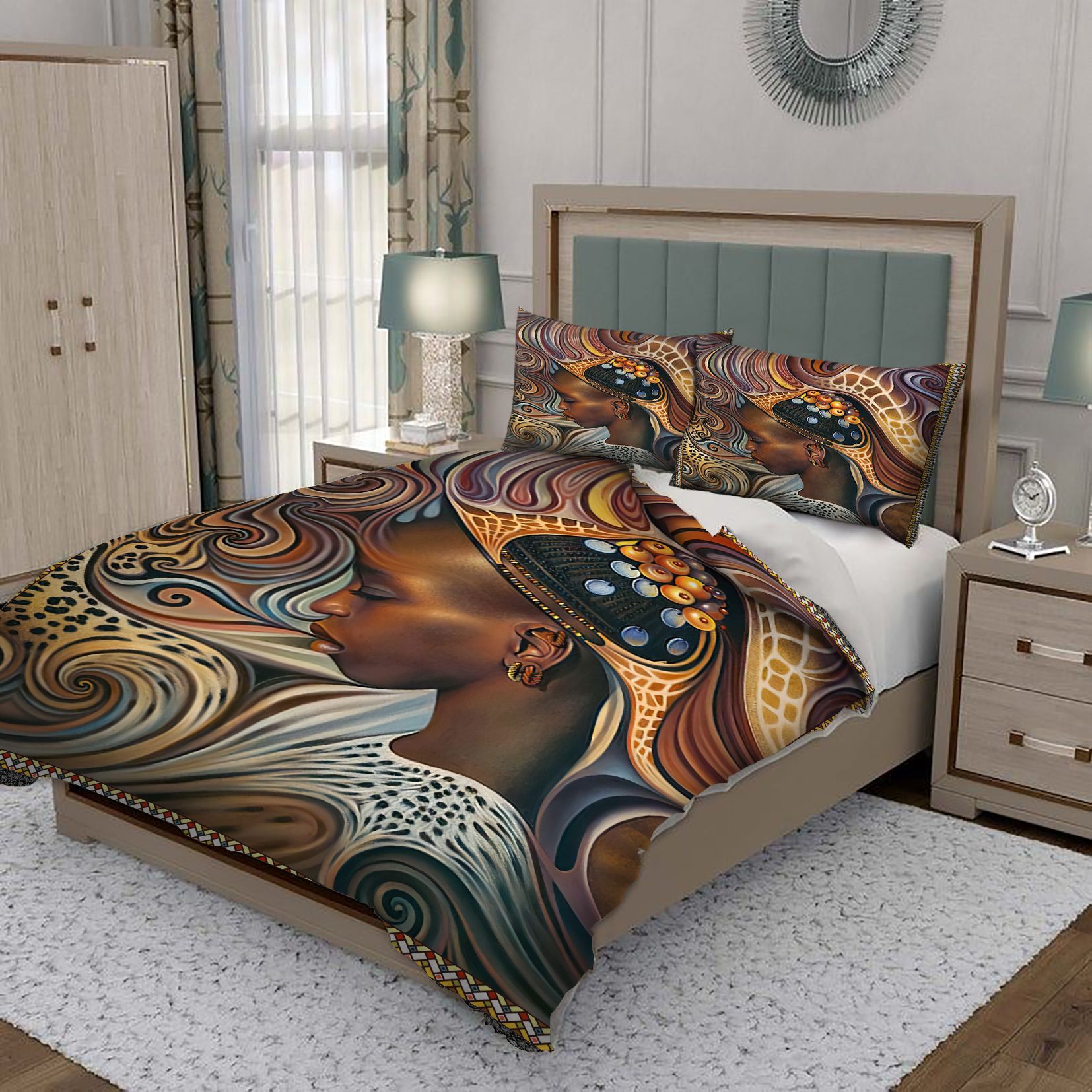 Exotic African Woman Fractal Bedding Set