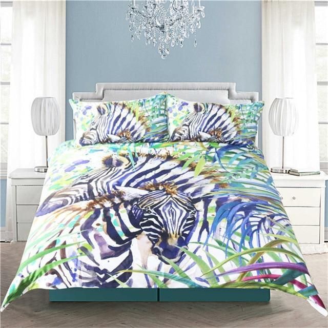 Exotic Animal Zebra Watercolor Bedding Set
