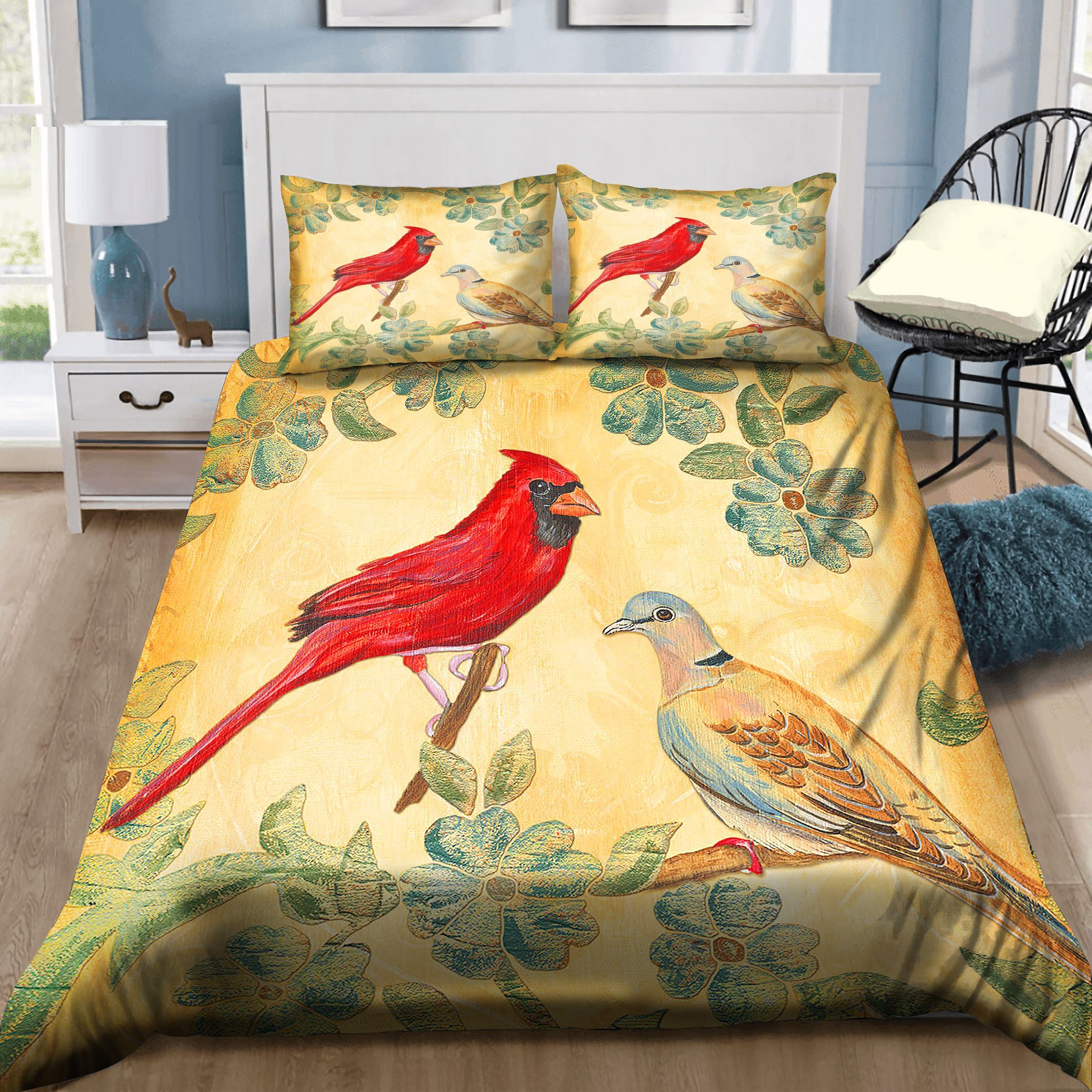 Exotic Bird Floral Bedding Set
