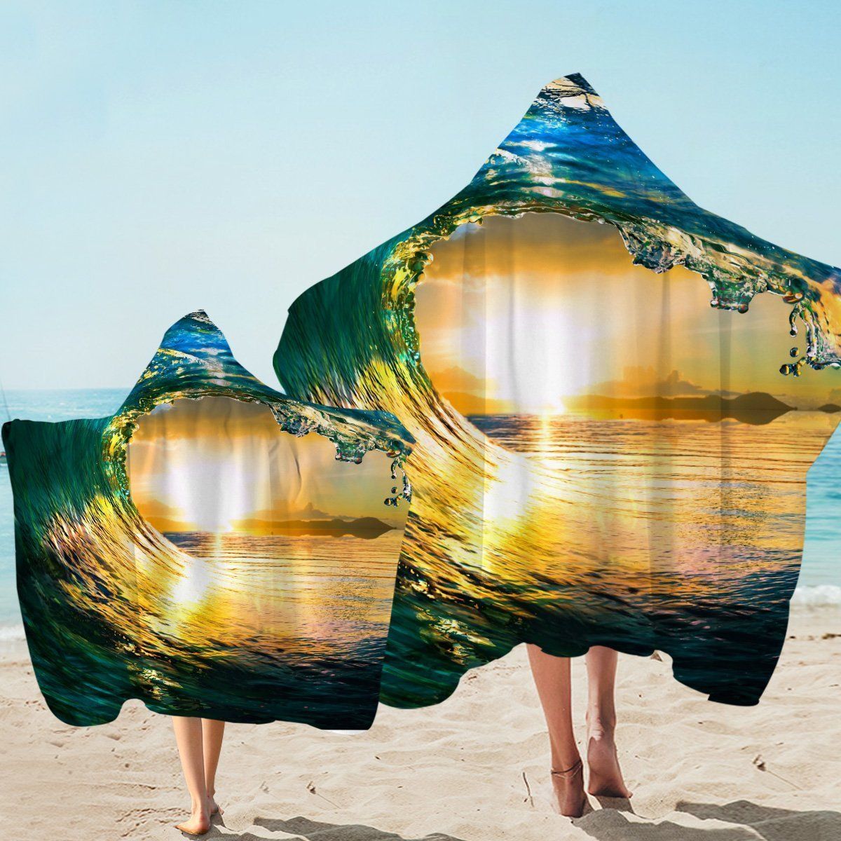 Eye Of The Ocean Sunset Printed Hooded Towel