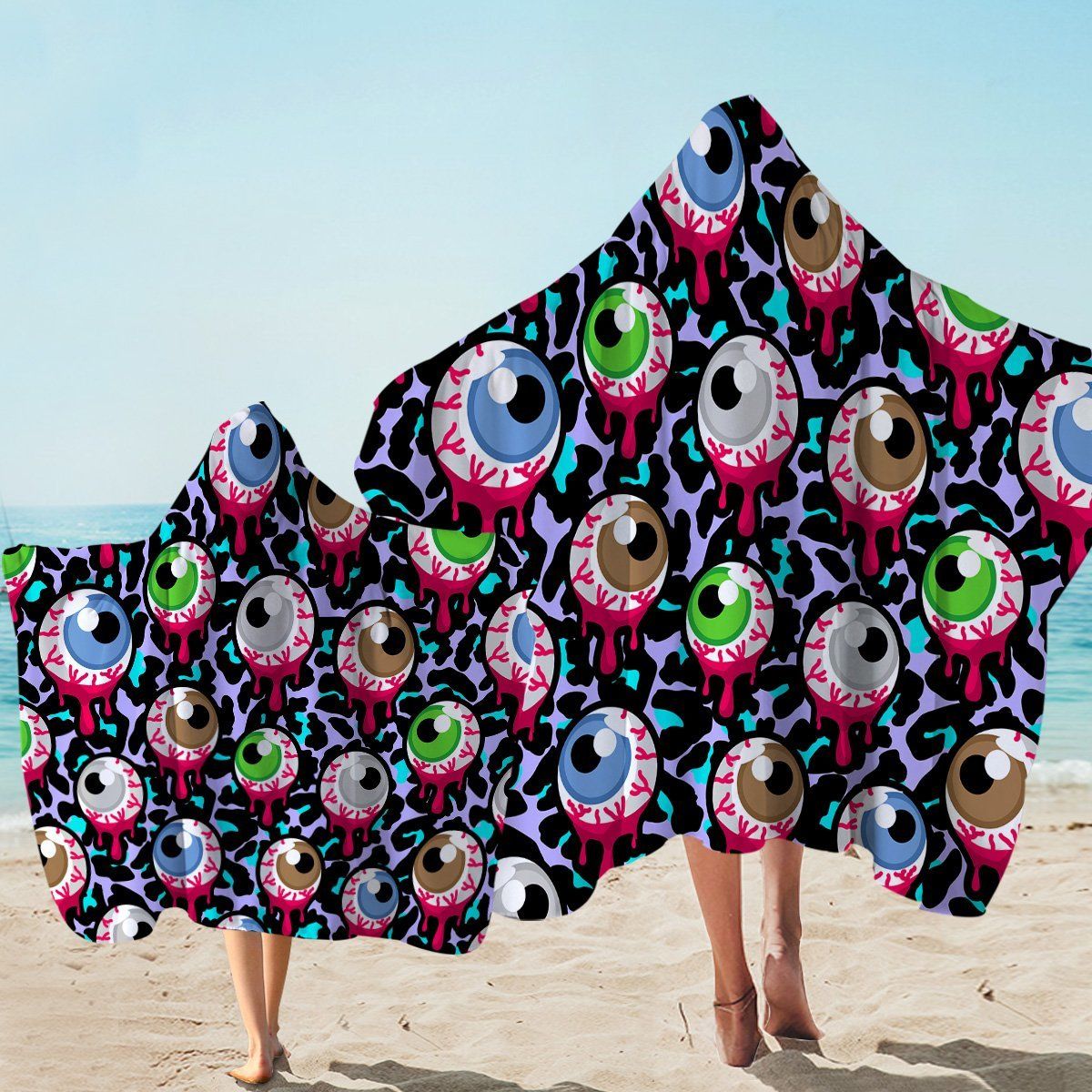 Eyeball And Nerves Printed Hooded Towel
