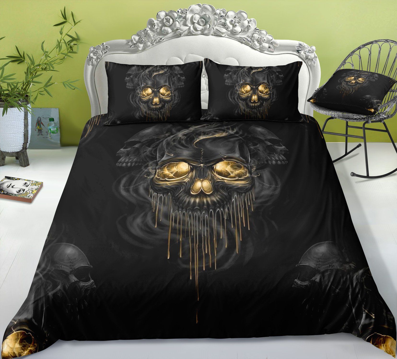 F5 Skull Gold Eyes Bedding Set