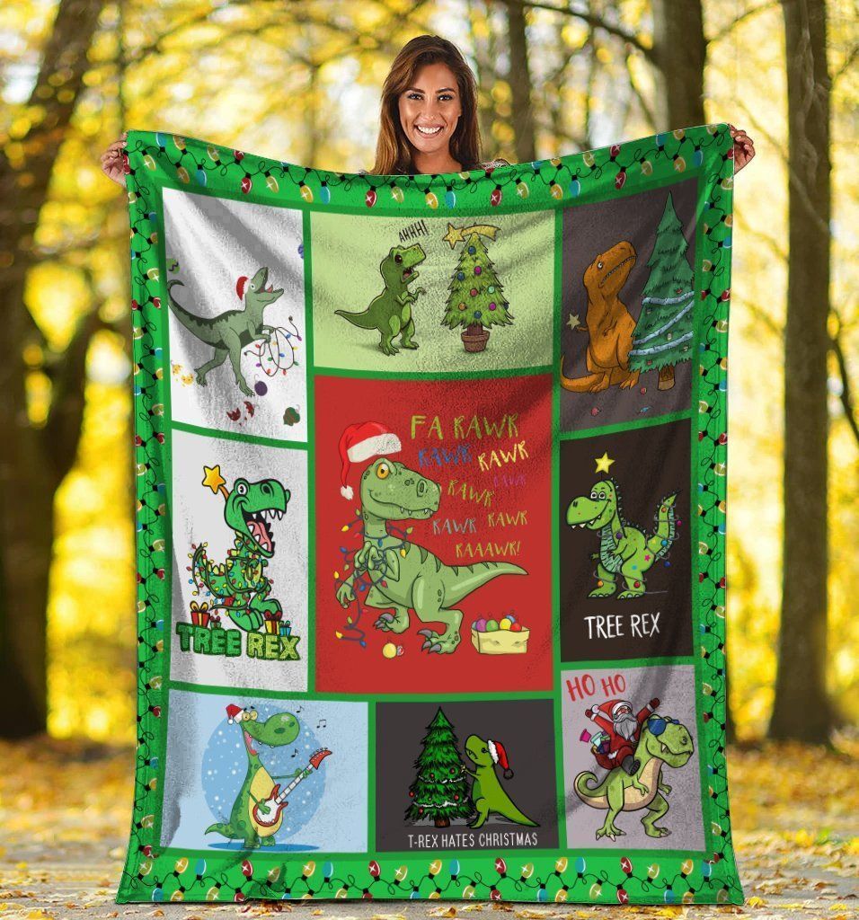 Fa Rawr Dinosaur T-rex Tree Rex Christmas Xmas Fleece Blanket