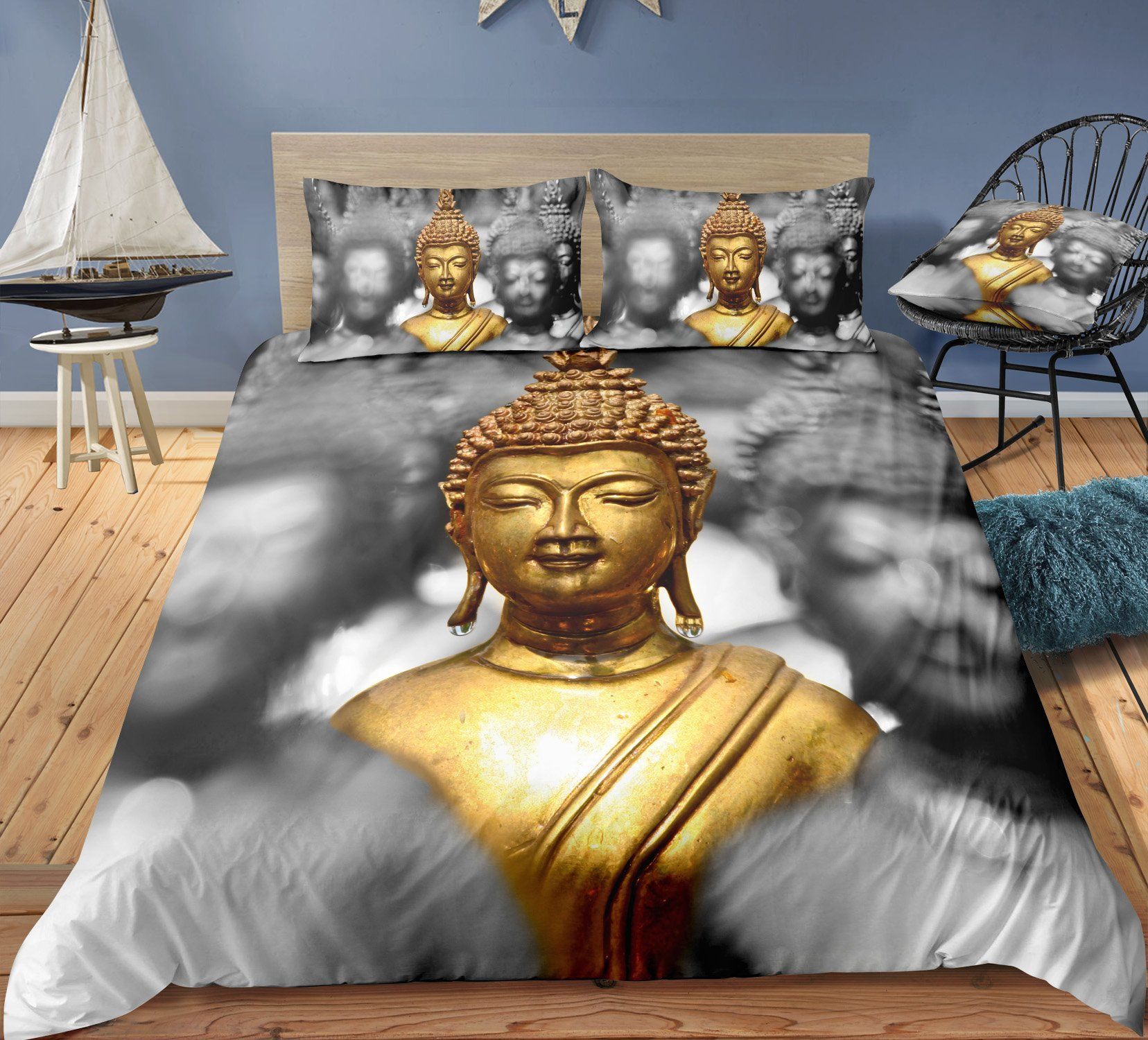 Face Of Golden Buddha Bedding Set
