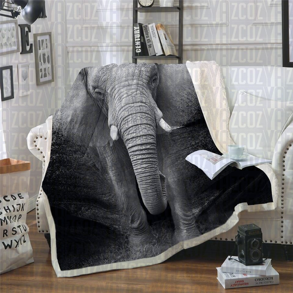 Fading Elephant Sherpa Fleece Blanket