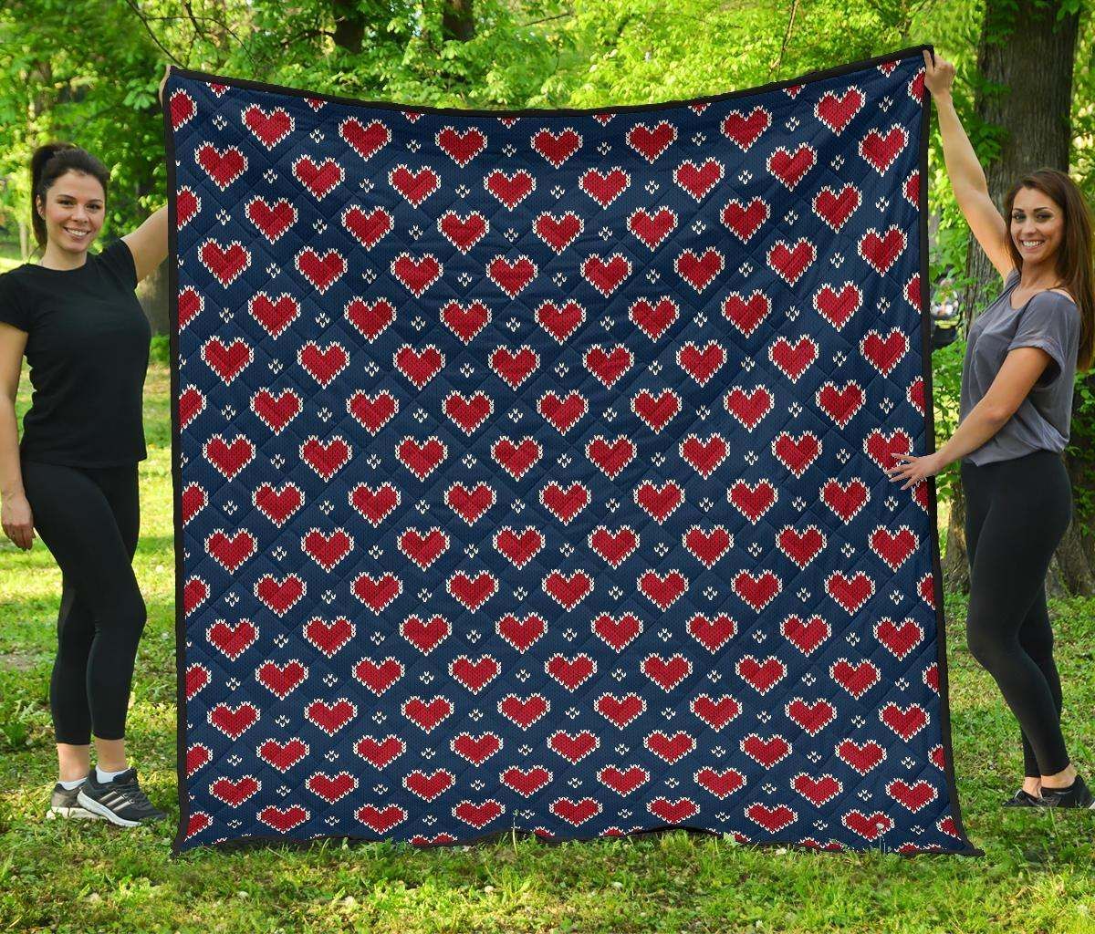 Fairisle Heart Christmas CL12100279MDQ Quilt Blanket
