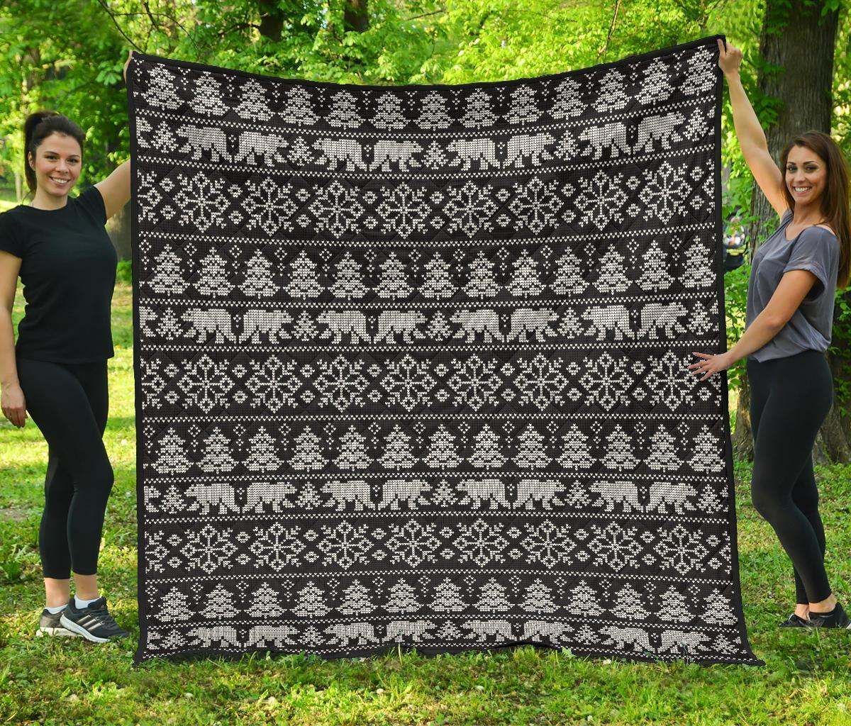 Fairisle Polar Bear Christmas CL12100280MDQ Quilt Blanket