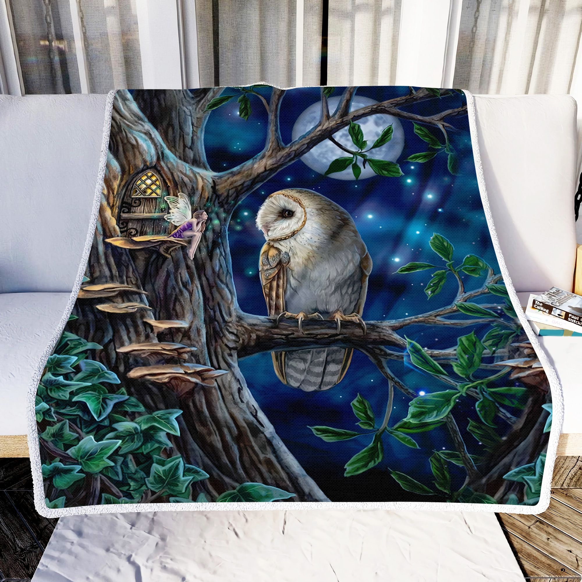 Fairy And Owl Fleece Blanket