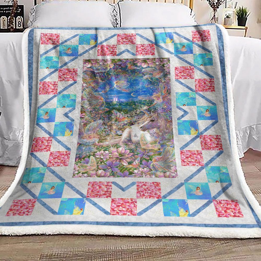 Fairy Unicorn Sherpa Fleece Blanket