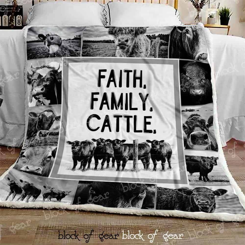 Faith. Family. Cattle Fleece Blanket