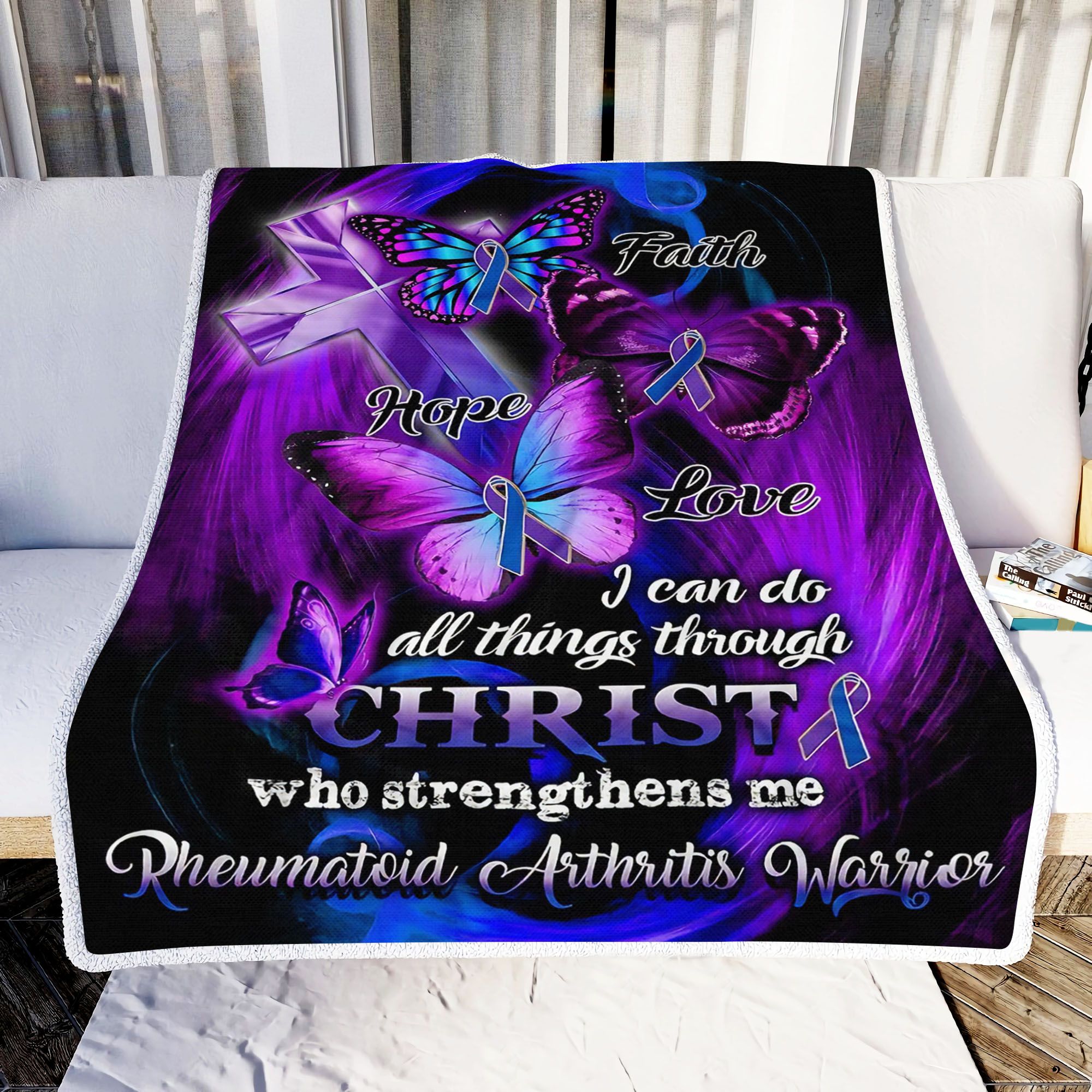 Faith Hope Love Christ Fleece Blanket