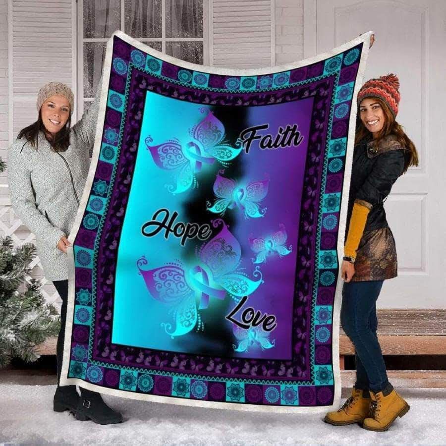 Faith Hope Love Premium Sherpa Fleece Blanket