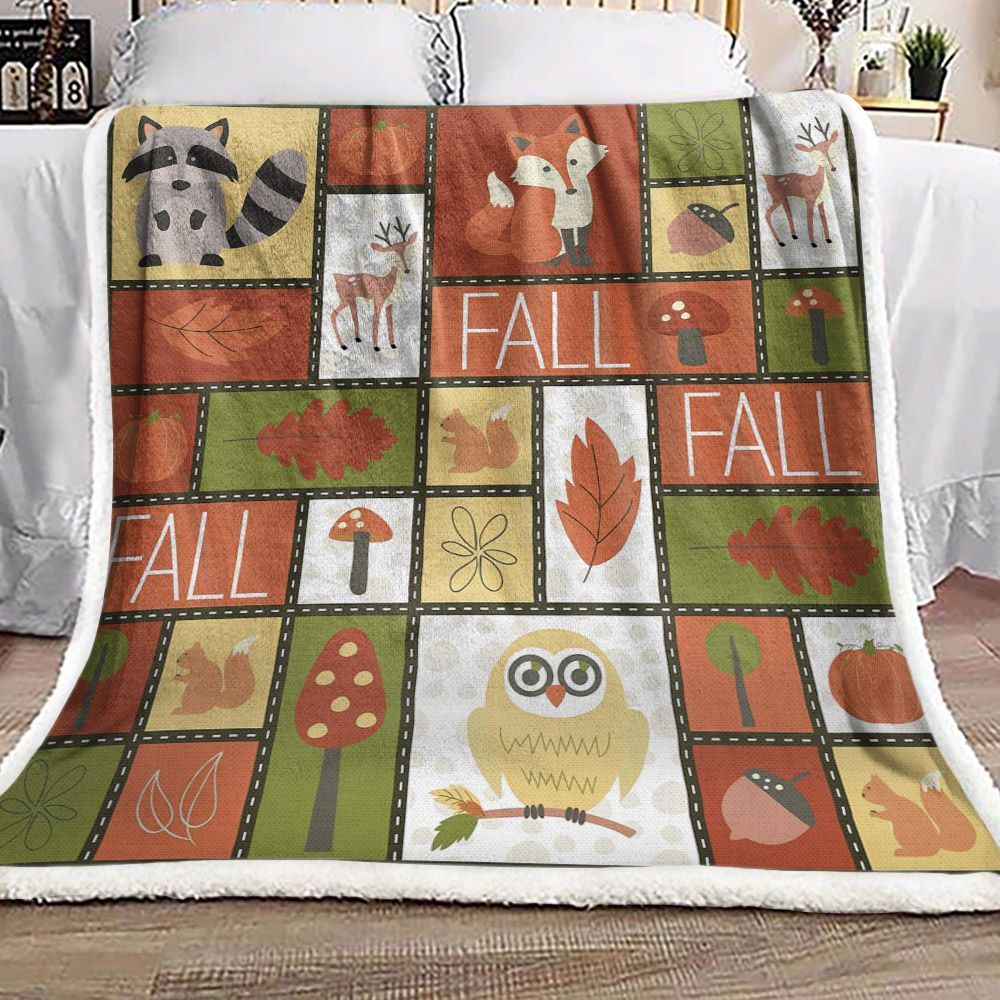 Fall Animal Sherpa Fleece Blanket