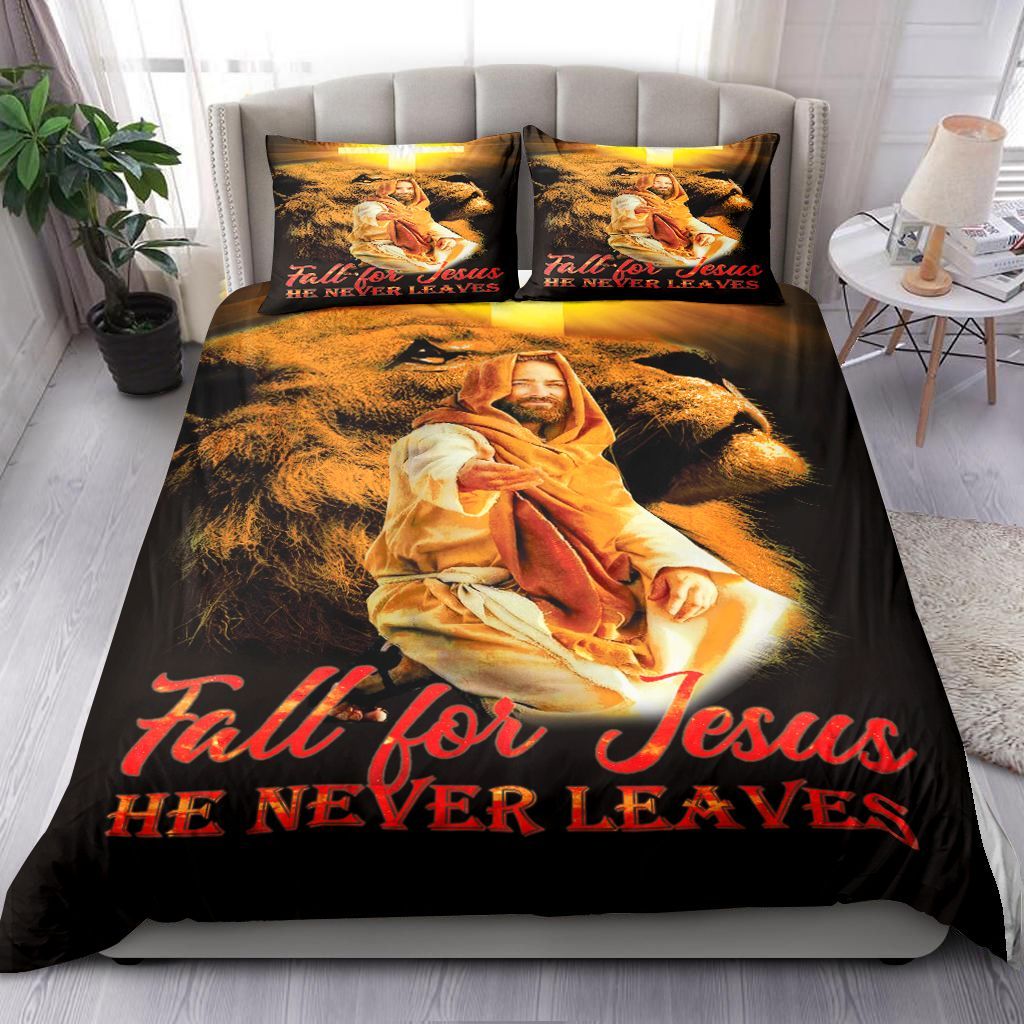 Fall For Jesus He Never Leaves Bedding Set
