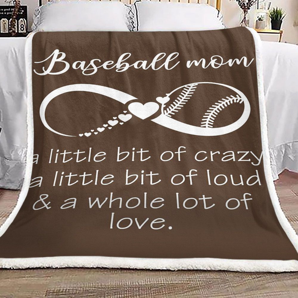 Family Baseball Mom Sherpa Fleece Blanket