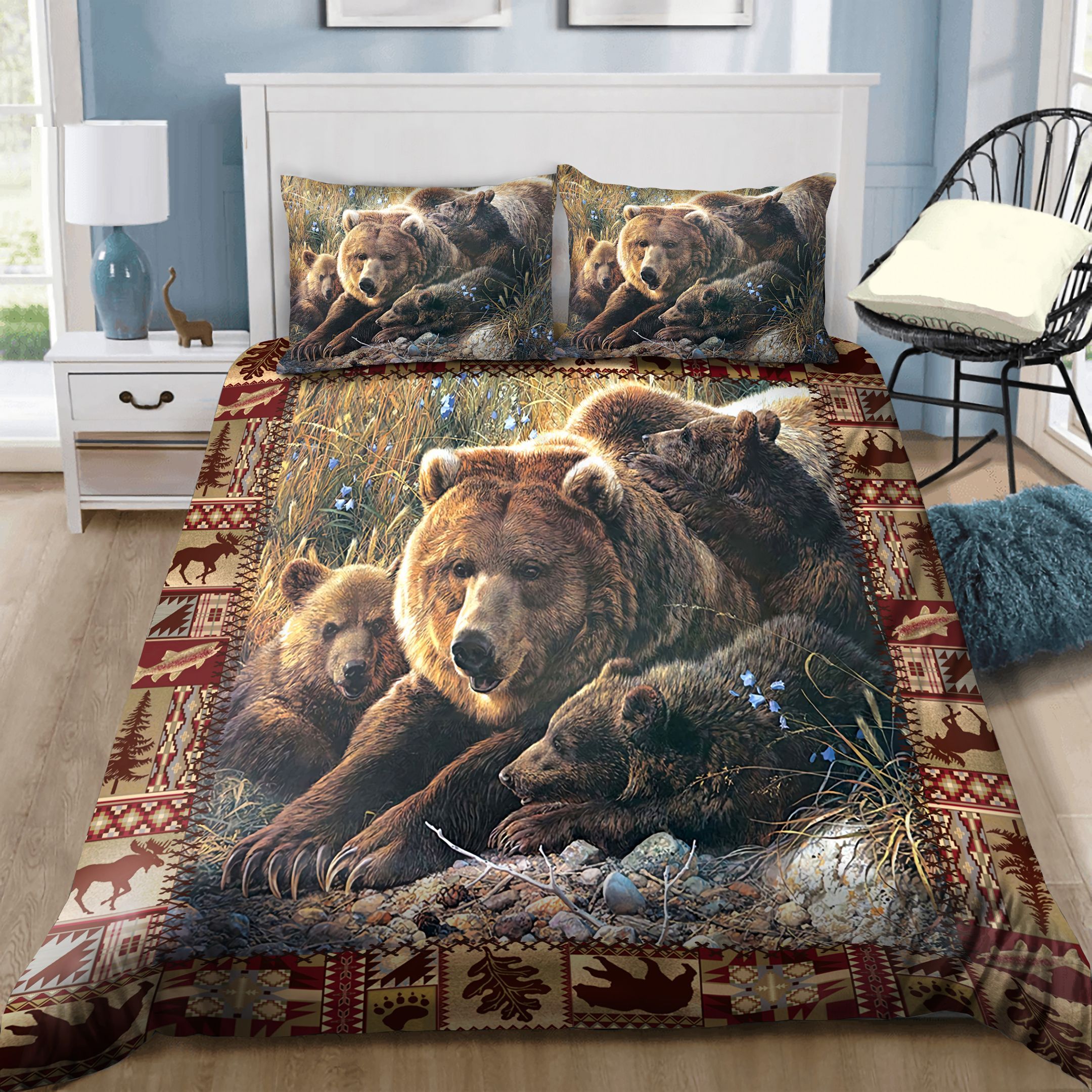 Family Bear Vintage Bedding Set