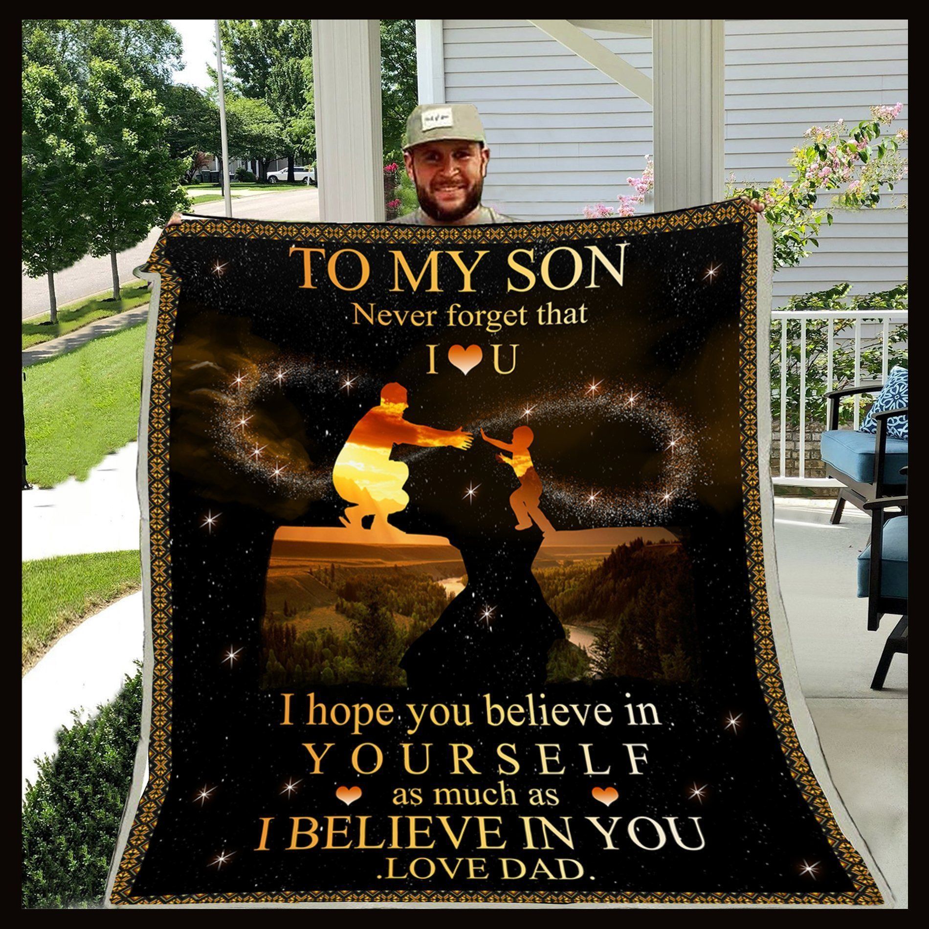 Family Blanket Dad To Son Sherpa Fleece Blanket