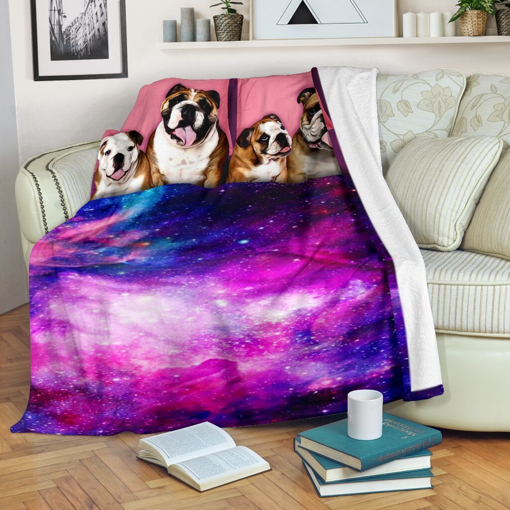 Family Bulldog Funny Sherpa Fleece Blanket