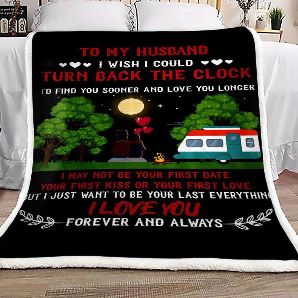 Family Camping Tree Of Life To My Husband Sherpa Fleece Blanket