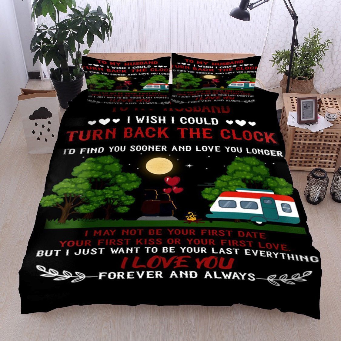Family Camping Tree To My Husband Bedding Set
