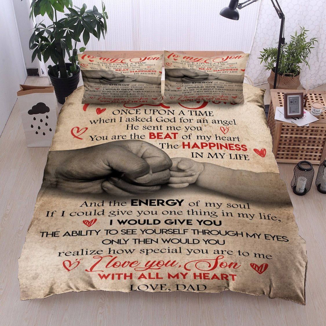 Family Dad To My Son Bedding Set
