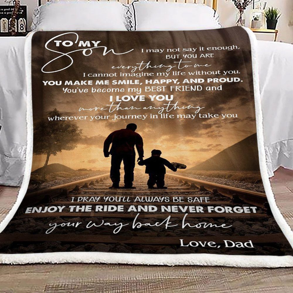 Family Dad To Son Sherpa Fleece Blanket