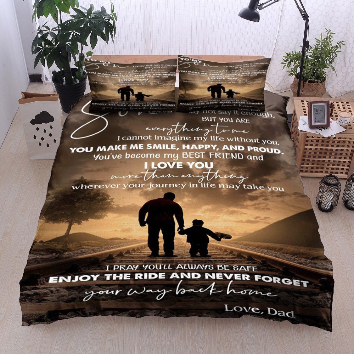 Family Dad To Son Bedding Set