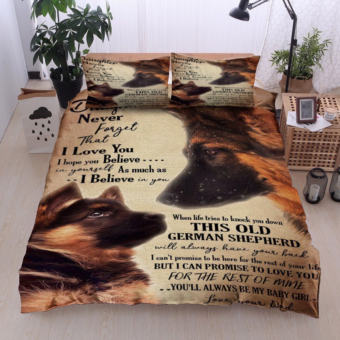 Family German Shepherd Dog To My Daughter Your Dad Bedding Set