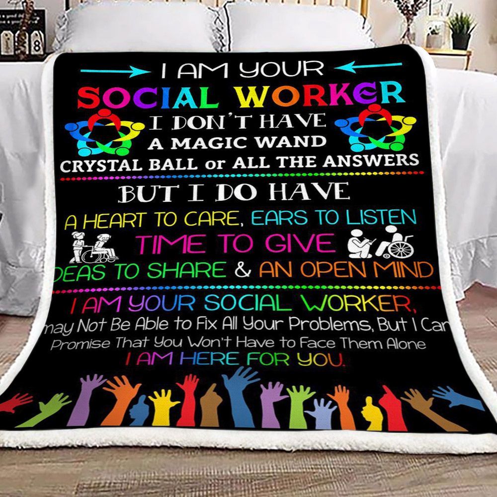 Family I Am Your Social Worker Sherpa Fleece Blanket