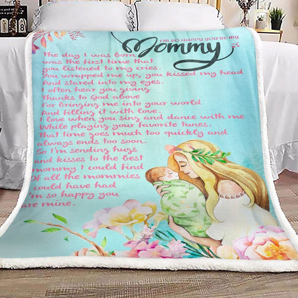 Family I M So Happy You Re My Mom Sherpa Fleece Blanket