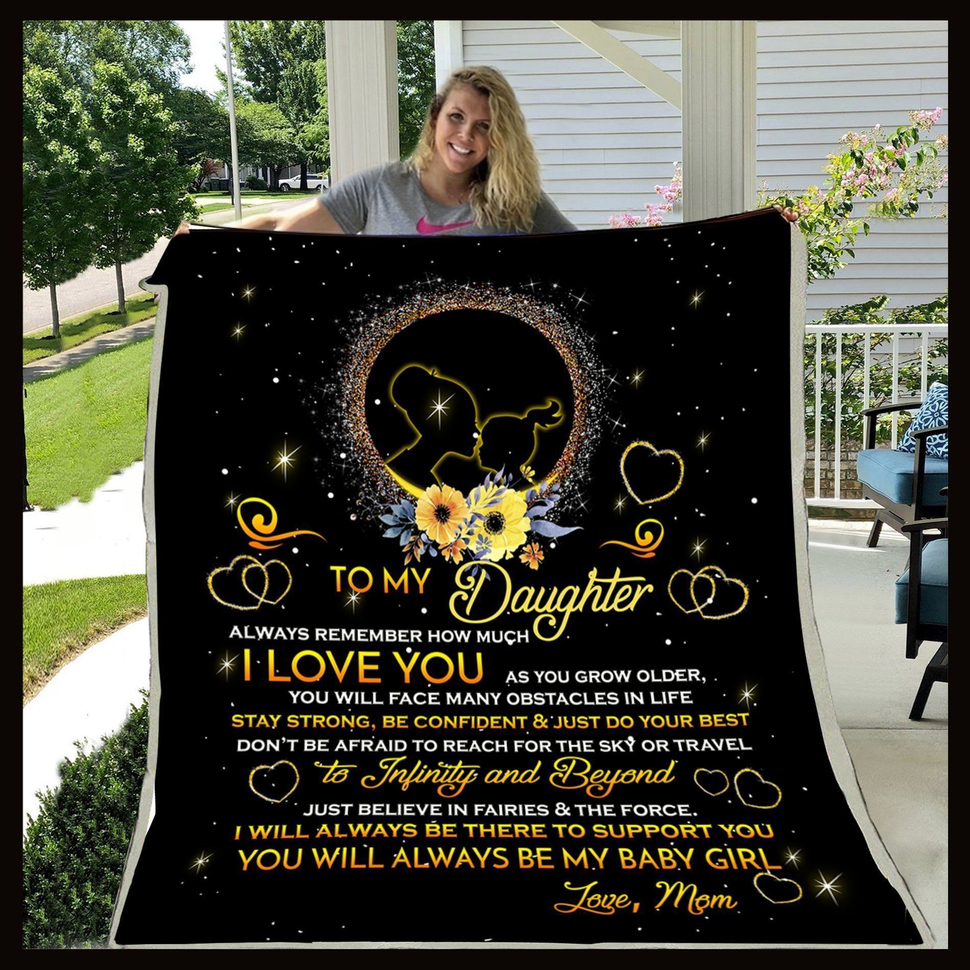 Family Mom To Daughter I Love You Sherpa Fleece Blanket
