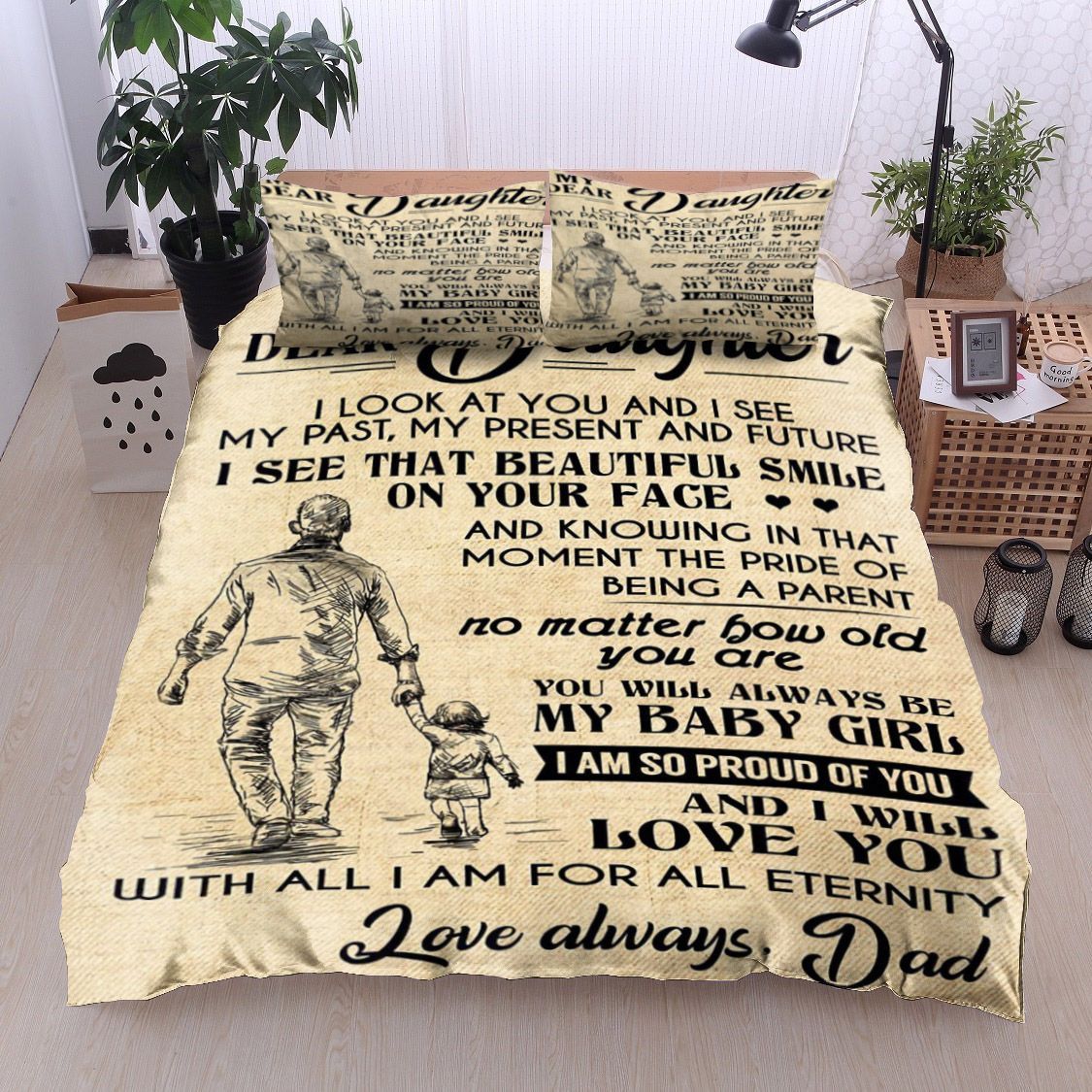 Family My Dear Daughter Dad Bedding Set