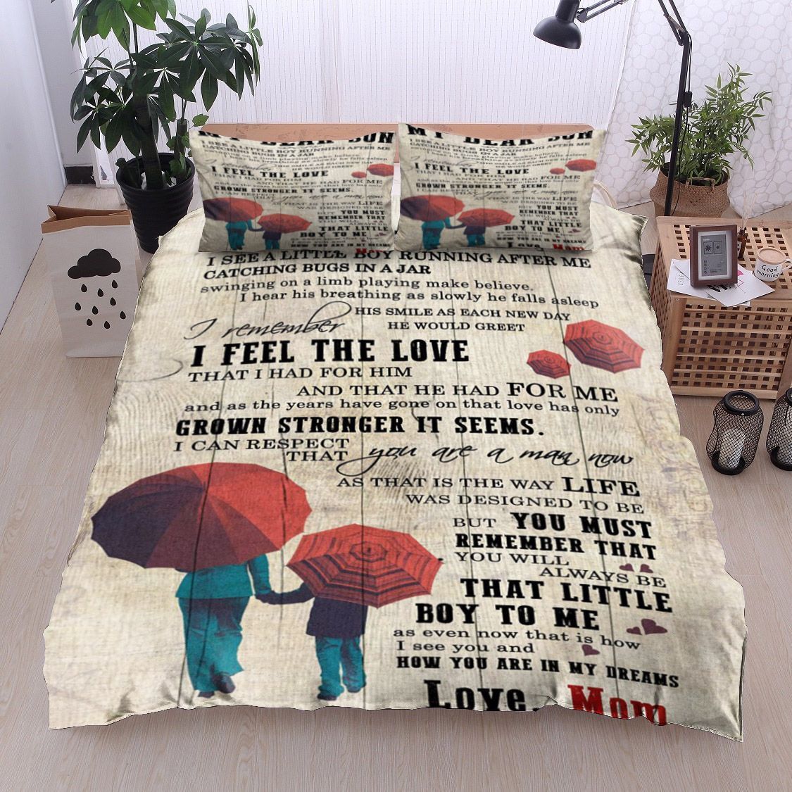 Family My Dear Son Love Mom Bedding Set