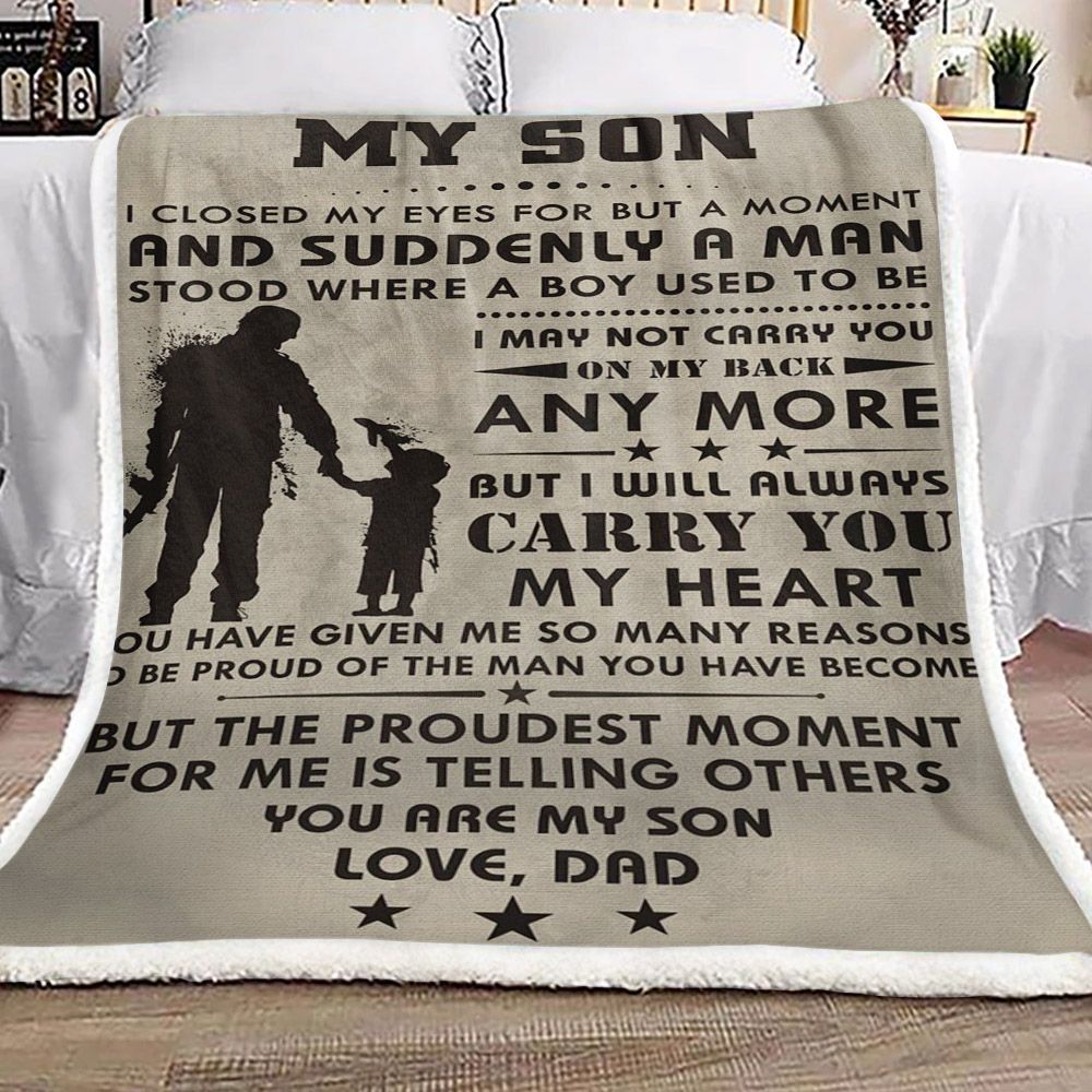 Family My Son Love Dad Sherpa Fleece Blanket