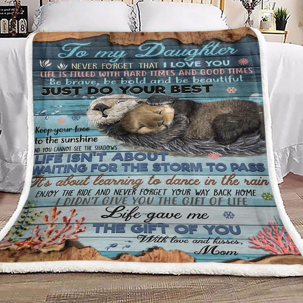 Family Otter To My Child Kisses Mom Sherpa Fleece Blanket