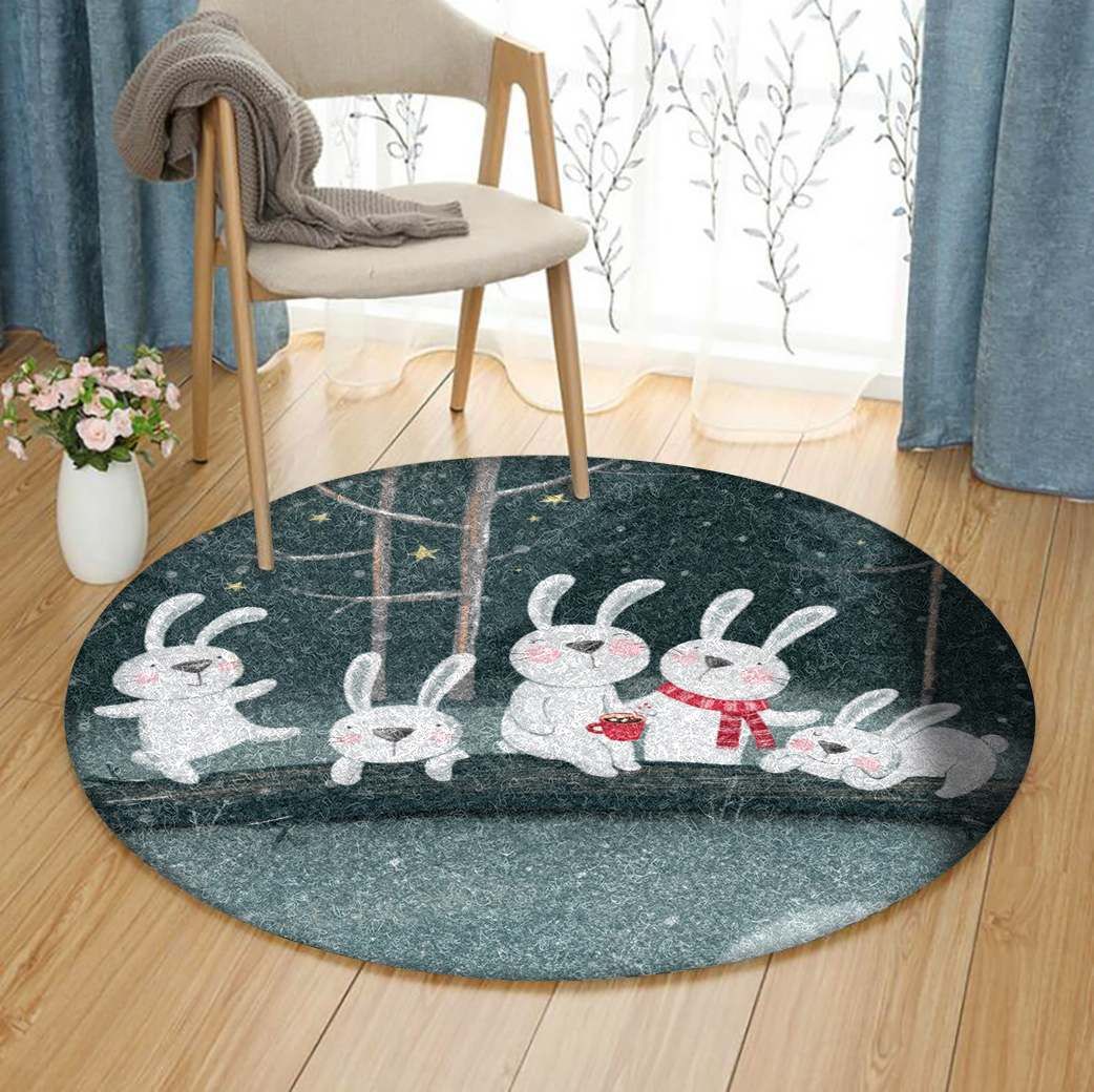 Family Rabbit Round Carpet