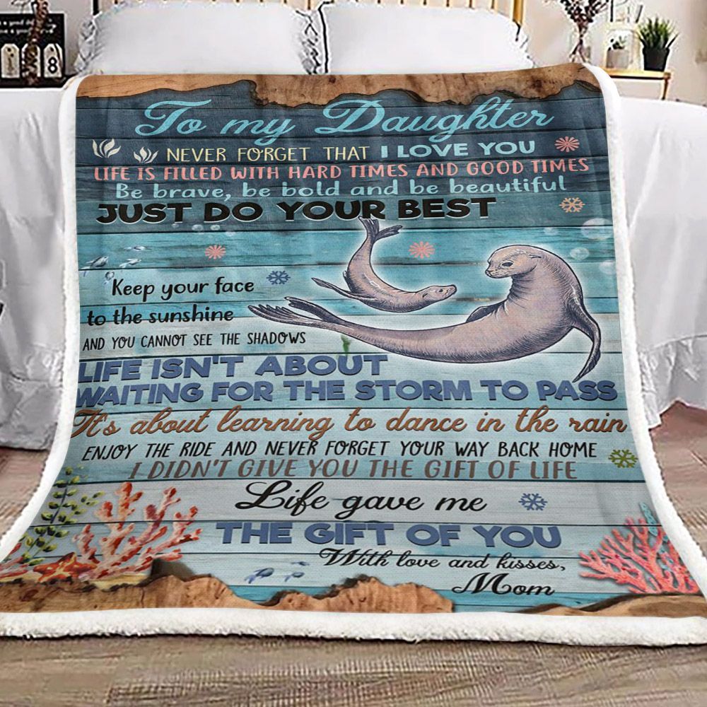 Family Seal To My Child Kisses Mom Sherpa Fleece Blanket