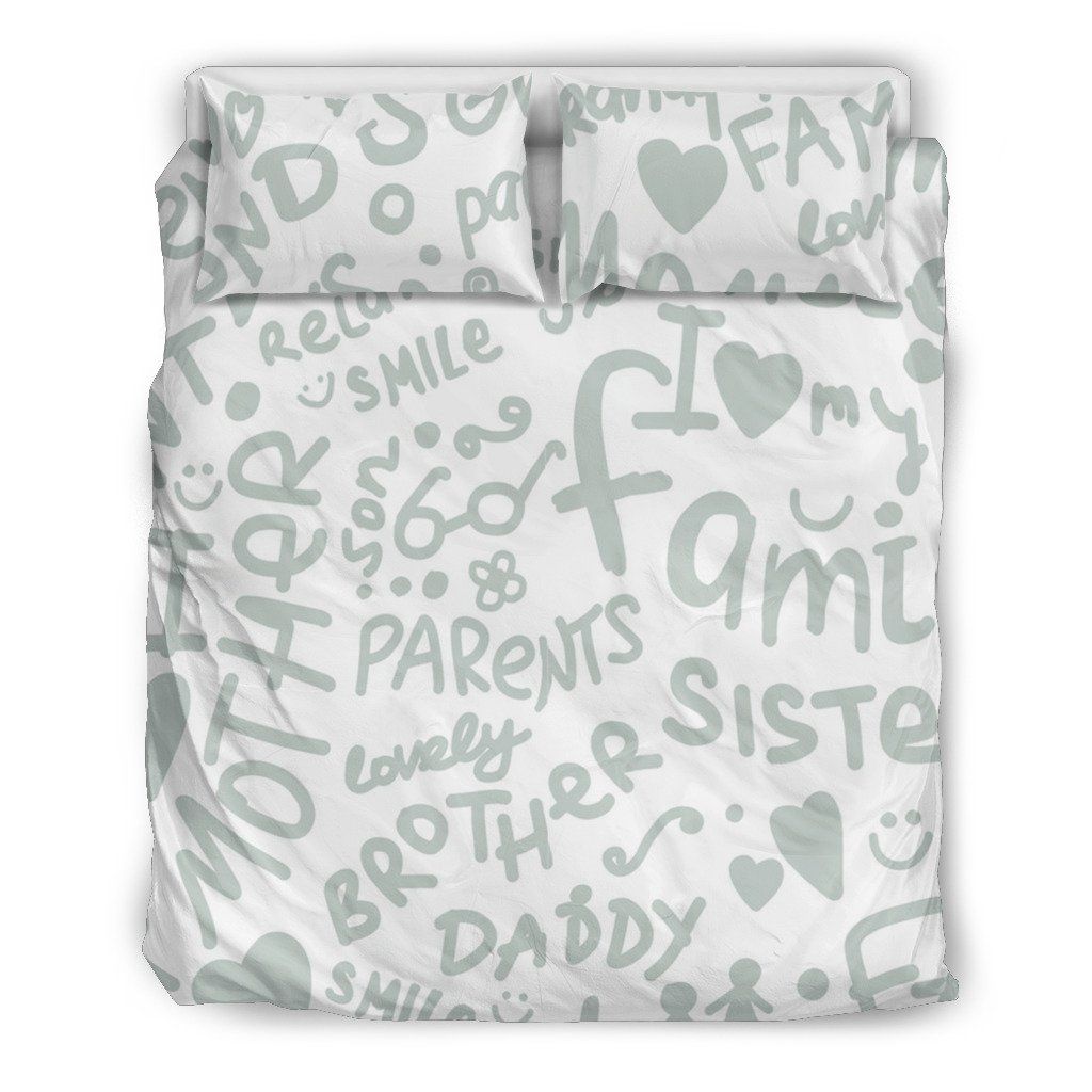 Family Smile Parents Grey Pattern Bedding Set