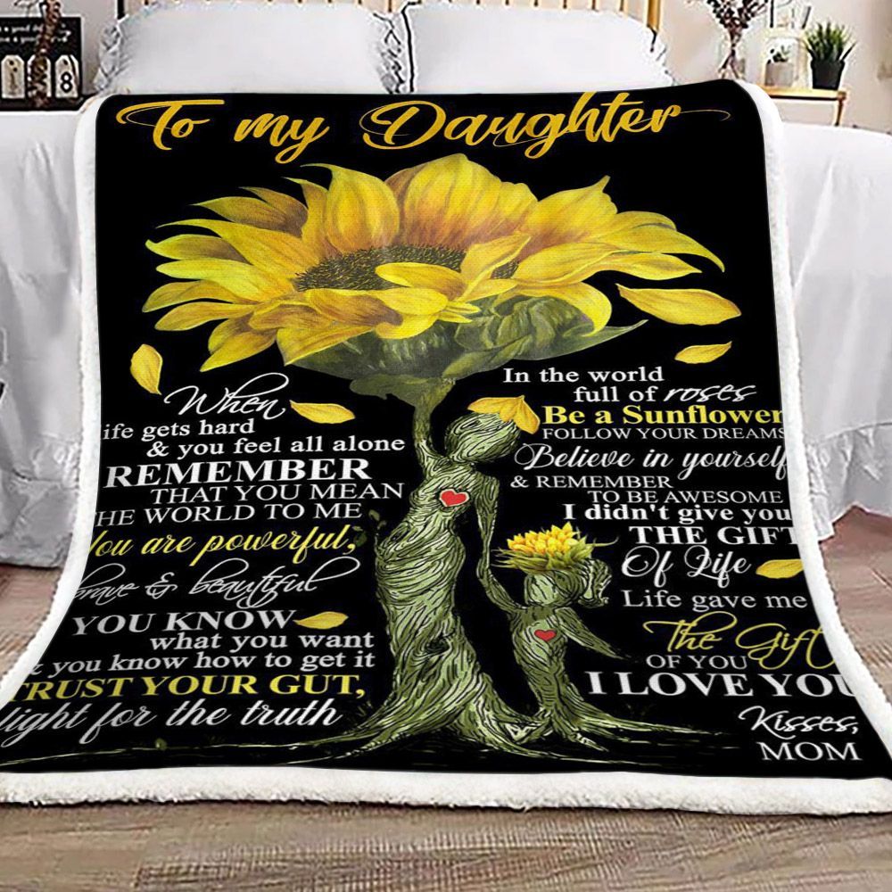Family Sunflower Kisses Mom Sherpa Fleece Blanket