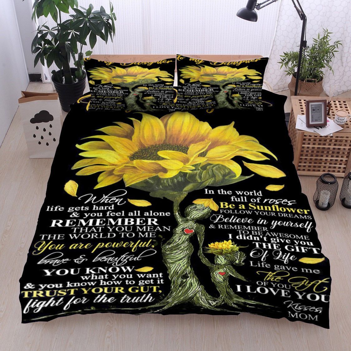 Family Sunflower Kisses Mom Bedding Set