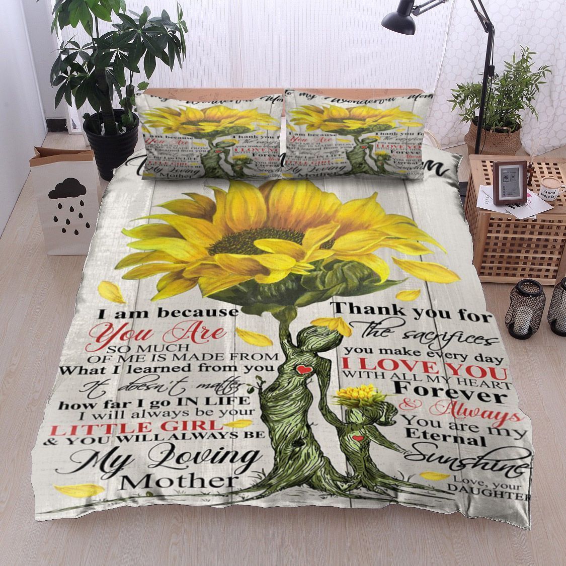 Family Sunflower To My Wonderful Mom Love Your Daughter Bedding Set