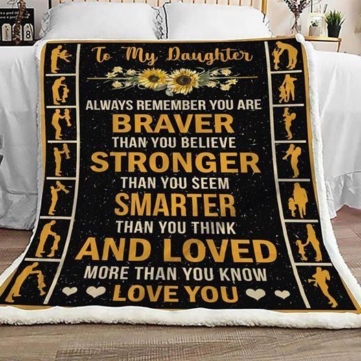 Family To Daughter Always Remember Sherpa Fleece Blanket