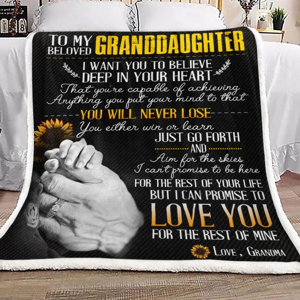 Family To My Beloved Granddaughter Love Grandma Sherpa Fleece Blanket